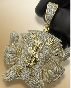 Iced Out Money Stack Pendant with Moissanite Diamonds Iced Out <b>Jewelry</b> <b>Charm</b> Luxury Wholesale Pendant - Product Image 1
