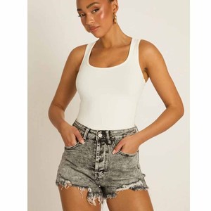 Shorts de Mezclilla Desgastados de Cintura Alta para Mujer, Estilo Casual de Verano, Pierna Recta, 100% Algodón Tejido, Cierre con Botones - Product Image 6