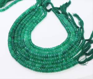 Natural Green Onyx Rondelle Shape <b>Beads</b> 6-6.5 MM Green Onyx Plain <b>Beads</b> 10 Inch Smooth Green Onyx Gemstone Rondelle Wholesale - Product Image 1