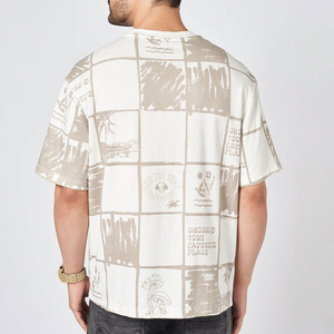 Camiseta de algodón oversize para hombre con lavado ácido, manga corta, cuello redondo, estampada, estilo urbano, para uso casual, hip hop - Product Image 6
