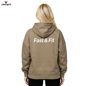 Sudadera con capucha informal para mujer, personalizable al por mayor con logo, estilo urbano, hombros caídos, transpirable, de punto. - Product Image 2