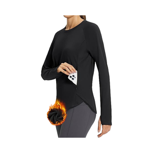 Hauts d'entraînement à manches longues pour femmes personnalisées avec trous pour les pouces et poche à glissière | Fournisseur direct d'usine | Exportateur B2B - Product Image 1