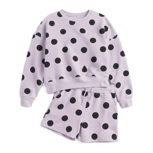 Ensemble 2 pièces surdimensionné pour femme : Sweat-shirt à manches longues col rond et short en molleton à cordon de serrage, tricoté et respirant, idéal pour le printemps - Product Image 2