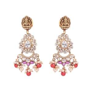 เครื่องประดับทองโบราณรูปพระแม่มหัลาคศมี ดีไซน์แบบกษัตริย์ ทำจากเงินแท้ 925 ประดับมุกสีแดงและจี้ปะการัง - Product Image 2