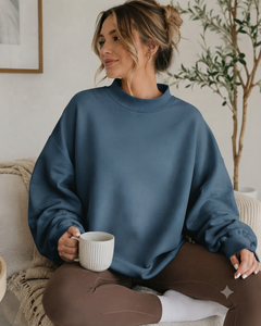 Women's Oversized Mockneck Sweatshirt Cotton Fleece High End Blank Custom Brand Streetwear - Product Image 1