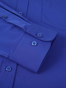 Camisa de Vestir para Hombre, Azul Rey, Manga Larga, Estilo Urbano, Cuello Clásico, Tejido de Punto, Talla Grande, para Verano - Product Image 3