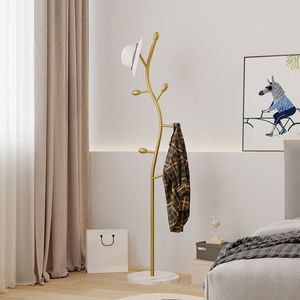 Appendiabiti Autoportante in Metallo Dorato con Base in Marmo, Appendiabiti Multiuso per Camera da Letto e Cappelli - Product Image 3