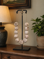 Collar con Esfera de Calcita Pulida Natural con 13 Bolas de Cristal Colgantes en Soporte de Hierro de 40cm, Decoración para el Hogar