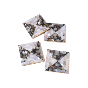 Juego de posavasos de lujo hechos a mano con incrustaciones de hueso y soporte, diseño marroquí, nácar azul, posavasos cuadrados para decoración del hogar - Product Image 4