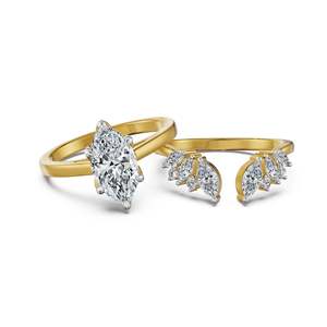 Trendy 925 <b>Silver</b> Moissanite Marquise Cut Wedding <b>Ring</b> for Women Floral Cluster <b>Statement</b> <b>Ring</b> with Side Stones Bridal Jewelry - Product Image 2