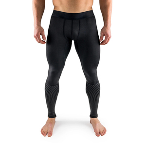Leggings de compression noirs pour hommes, longueur intégrale, taille élastique, en Spandex et Nylon, motif uni, vêtements de sport - Product Image 5