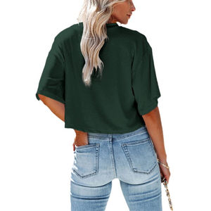 Camisetas Cortas Blancas Vintage de Algodón Oversize con Gráficos y Cuello Redondo para Mujer, Tallas Grandes, con Logotipo Tejido, Venta al por Mayor, Personalizadas, de Alta Calidad - Product Image 2