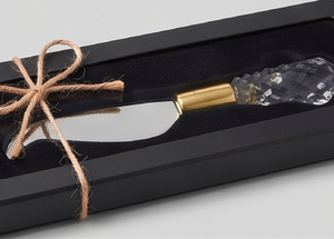 Flatware <b>Cheese</b> <b>Knife</b> Server <b>Set</b> For Butter Spatula Silver Head With Gold Trim Crystal Handle Cutlery <b>Set</b> For Kitchen Use - Product Image 3