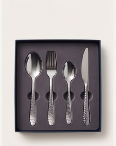 Ensemble de couverts en acier inoxydable, finition miroir, manche martelé, fourchette, cuillère, couteau, design minimaliste, compatible lave-vaisselle, pour ustensiles de cuisine - Product Image 6