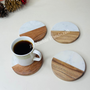 ชุดถาดรองแก้วไม้หินอ่อนสุดหรูของตกแต่งบ้านด้วยมือสำหรับกาแฟชา - Product Image 3