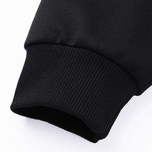 Survêtement unisexe en molleton noir pur, grande taille, avec logo personnalisé, style streetwear pour hommes adultes - Product Image 4