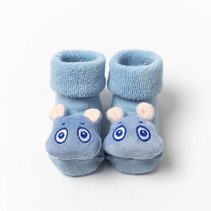 Chaussettes pour bébé avec visage d'animal mignon, tricotées, antidérapantes, en coton, nylon, élasthanne, 0,5-3 ans, à porter au printemps - Product Image 1