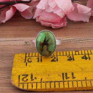 Wholesale Natural Green Copper Turquoise Bezel <b>Set</b> Classic Statement <b>Ring</b> 925 <b>Sterling</b> <b>Silver</b> Jewelry Gemstone Oval Finger Women - Product Image 3