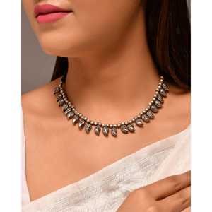 สร้อยคอจี้แฟชั่นสีเงินลายขนนก - Product Image 2