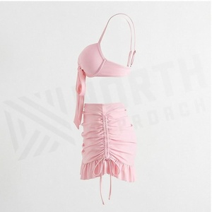 Conjunto de bikini de dos piezas NORTH APPROACH rosa con sujetador push-up y falda con volantes - Product Image 3