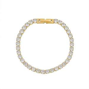 Pulsera de tenis de joyería fina de estilo popular, con corte brillante redondo, de moda, con elementos de oro de 18K, engaste de canal, unisex - Product Image 2