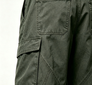 Pantalones Cargo de Pierna Ancha para Hombre, Color Verde Oscuro, Corte Holgado, Cintura Media, Estilo Utilitario, Mezclilla de Algodón, Ropa de Otoño - Product Image 3