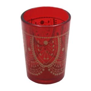 Décoration de la maison Bougie en verre décorative de mariage finie de couleur rouge Porte-bougie votive Design américain Pot à bougie - Product Image 1