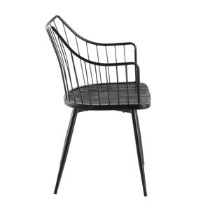 Sedia da pranzo Winston Farmhouse in metallo nero e legno di Winston Farmhouse - Product Image 2