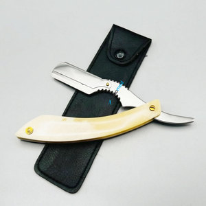 Best Selling New Arrival Straight Cut Throat Shavette Razor Folding Knife with Bone Handle Wholesale Barber Shaving Razors - Product Image 1