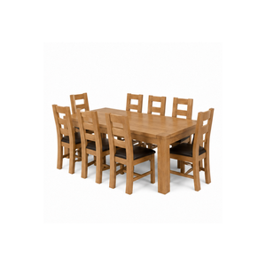 Ensemble de salle à manger en teck rectangulaire de grande taille ARTERRA, table à manger moderne, chaises à dossier haut pour restaurant - Product Image 2