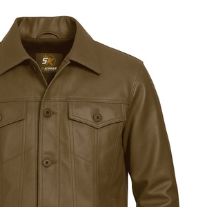 High Quality Custom <b>Mens</b> Sporty Leather <b>Trucker</b> <b>Jacket</b> OEM Custom Logo Windproof Winter Outerwear - Product Image 3