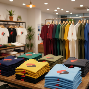 T-shirt pour homme avec logo personnalisé, coton, manches courtes, uni, décontracté, de haute qualité, vêtement basique - Product Image 5