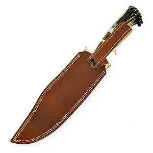 Custom Handmade Damascus Steel with <b>Bone</b> <b>Handle</b> Fixed Blade <b>Knives</b> Outdoor Camping <b>Knife</b> with Leather Sheath - Product Image 5