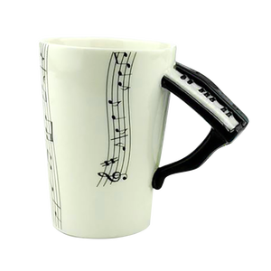 Tasse de musique créative écologique en porcelaine de haute qualité avec poignée en forme de piano et option de logo personnalisé - Product Image 2
