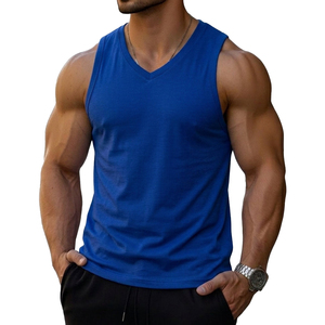 Wholesale Men's V-Neck Slim Fit Muscle Tee Sleeveless Gym Tank <b>Top</b> Customizable Vest Athletic Casual Streetwear Tank <b>Top</b> For Men - Product Image 4