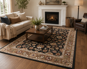 Alfombra de Lana Negra Tradicional Hecha a Mano con Diseño Floral Persa, de Pelo Cortado, para Sala de Estar, Dormitorio, Hotel y Hogar - ¡Venta Caliente! - Product Image 1