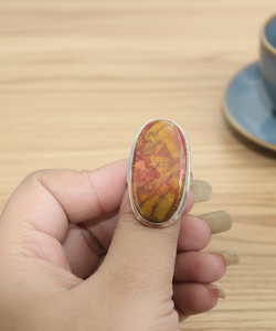 Bague en Agate Naturelle du Maroc pour Femme, en Argent Sterling 925 Plaqué Or Rose et Or Jaune, avec Pierre Précieuse Ovale, Bijou pour Elle - Product Image 1