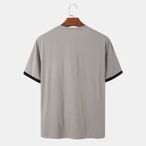 T-shirt pour homme en coton 100% de qualité supérieure, imprimé en couleur unie, coupe ample, épaules tombantes, poids lourd 260g, style streetwear - Product Image 2