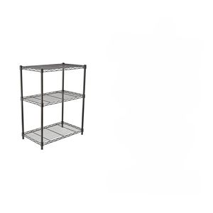 Basics Adjustable 3 <b>Shelf</b> Metal Rack | Heavy Duty Steel Storage <b>Shelf</b> Black Coated <b>Chrome</b> Finish - Product Image 2