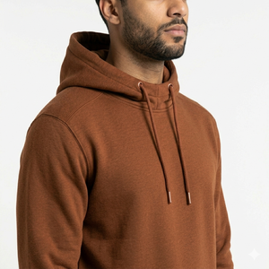 Sudadera con Capucha para Hombre, de Forro Polar, Color Sólido, Corte Regular, Informal, Marrón, de Algodón Tejido, para Otoño - Product Image 1