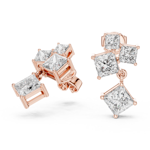 Princess Cut <b>Diamond</b> Drop <b>Earrings</b> Rose Gold Plated <b>Dangle</b> <b>Earrings</b> Lab Grown <b>Diamond</b> Jewelry for Wedding Party - Product Image 2