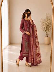 Salwar Kameez de algodón indio-pakistaní con estampado y bordado de lentejuelas, diseño de diseñador, ropa de novia, lo último en exclusivas prendas para mujer. - Product Image 6
