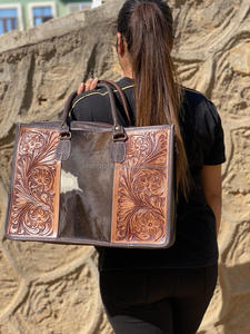 Sac à main fourre-tout en cuir noir sur cuir fourrure sac à main femme mode sac à main de haute qualité - Product Image 4