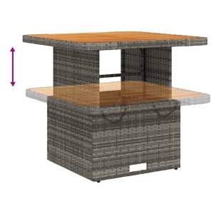 Mesa de Jardín Ajustable en Altura, de Mimbre Sintético Gris, Tamaño Mediano - Product Image 4