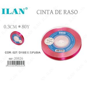 Nastro in raso ILAN 0,3 cm x 80 iarde colore fucsia per artigianato e decorazioni - Product Image 1