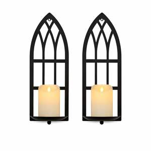 Juego de Apliques de Pared de Cristal y Metal Negro de Lujo, Diseño de Anillo Vertical, Construcción Robusta, Brillo Cálido, Decoración Contemporánea para el Hogar - Product Image 3