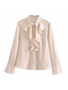 Blusa de Mujer de Color Sólido con Botones, Camisa Elegante de Oficina, Cómoda para Uso Diario, Fabricante OEM ODM - Product Image 3