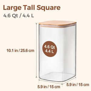 2 Pezzi Contenitori in Vetro a Bocca Larga da 4,6 Litri (1,2 Galloni) con Coperchi per Conservazione di Farina e Zucchero - Product Image 2