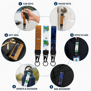 Custom Woven <b>Car</b> Keychain Wrist Lanyard with Eagle <b>Hook</b> Logo Polyester Webbing Strap Embroidered Jacquard Short Key Holder - Product Image 3