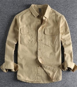 Chemise en flanelle à manches longues pour homme personnalisable, 100% coton, décontractée, unie, respirante, écologique, séchage rapide, coupe ample, automne - Product Image 1